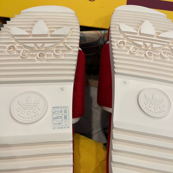 NEW Gucci x Adidas GG monogram red logo slide sandals - Picture 12 of 12